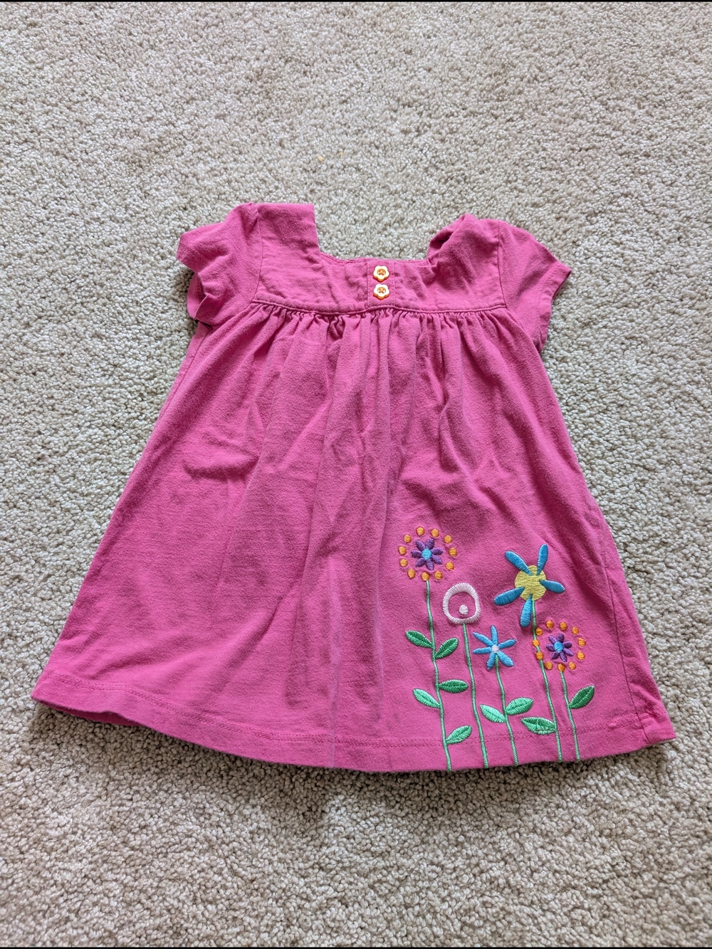 Girls' Pink Floral Embroidered Dress